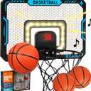 BATURU Over The Door Basketball Hoop for Kids  Indoor Basketball Toy with LED Scoreboard, Lights & Sound, Easy to Hang  Fun Gifts for Boys Ages 610 (Blue)