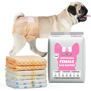 Dono Dog and Cat Diapers Female-60PCS, Disposable Female Dog Period Diaper for Heat with Wetness Indicator, Super Absorbent Doggie Puppy Diapers Female, S, 9.8-15.7 inch