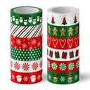 Whaline 12 Rolls Christmas Washi Tape Red Green Xmas Tree Snowman Santa Claus Gingerbread Man Candy Cane Pattern 15mm Decorative Masking Tape for Scrapbook Journal DIY Art Craft Gift Wrapping