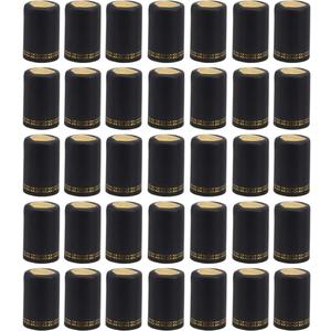 DOITOOL 100 Pcs PVC Heat Shrink Capsules Wine Sealer Shrink Wrap Caps Bottle Corks Capsules for Professional Wine Making Cellars and Home Use (Black)
