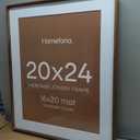 Homeforia 20x24 Frame Brown Wood, Mortise & Tenon Walnut 20 x 24 Picture Frames with Mat 16 x 20 for Wall, 24x20 Dark Wooden Poster Frame Matted to 16x20 inch Photo, Tempered Glass, Wall Kit, Set of 1