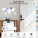 Veise VE012W-L Built-in Wi-Fi Fingerprint Smart Lock with Lever Handle Set, App Remote Control, Keyless Entry for Front Door, Deadbolt Digital Backlit Keypad, Voice Assistant, Auto Lock, Matte Black