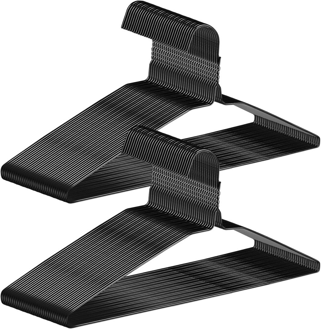 150 Pack Wire Hangers 15.9 Inch 13 Guage Wire Metal Dry Cleaner Hangers Bulk Thin Space Saving Suit Holder for Coats, Shirts, Suits, Pants, Skirts (Black)