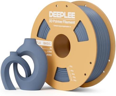 DEEPLEE PLA Basic 1.75mm 3D Printer Filament, 3D Printing Filament with Dimensional Accuracy +/- 0.02 mm, Neatly Wound, No Clogging, Best for Beginners, Fits for Most FDM 3D Printers 1KG Blue Grey