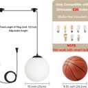 Plug in Globe Pendant Light, 10" Mid Century Modern Hanging Lamp with Switch, Black Globe Chandelier with Milk Glass for Bedroom Bedside, Couch Side, Coffee Corner, Entryway and Small Bar