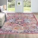 Washable Rugs 9x12 Area Rugs for Living Room,Rugs for Bedroom, Large Carpets,Ultra Soft Faux Wool Retro Dining Room Rug,Non Slip&Non-Shedding Low Pile Vintage Print Rug Indoor for Home Office