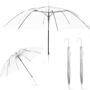Clear Dome Umbrella, Durable Wind-Resistant Umbrella with Sturdy Bubble Design, Set of 2
