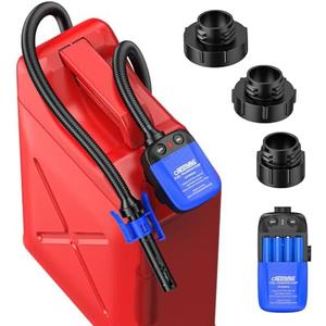 CrestWave Gas Pump for Gas Can, 2.4GPM with Auto-Stop Sensor, 41" Hose 4 Adapters, Battery-Powered Electric Fuel Transfer Pump for Lawn Mower Generator Boat Emergency Use