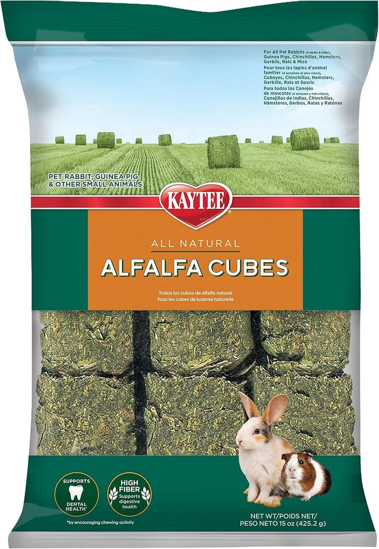 Kaytee Alfalfa Cubes for Rabbits, Guinea Pigs, and Other Small Animals, 15 oz (EXP 07/03/27)