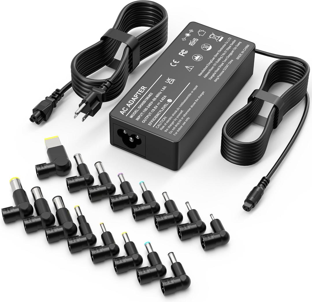 XOUBZ 90W Universal Laptop Charger Compatible with HP Lenovo Dell Acer Asus Toshiba IBM Fujitsu Notebook Ultrabook Chromebook Computer Charger AC Adapter Power Cord with 16 Tips