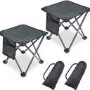 2 Pack Camping Stool Portable, 13.7 Inch Folding Stool for Outdoor Gardening, Fishing, BBQ, Hiking with Carry Bag(400 LBS Capacity)