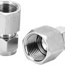 Stainless Steel 304 Compression Tube Fitting, Straight Adapter, 1/2" Tube OD x 1/2" NPT Female Coupler, Pack of 2