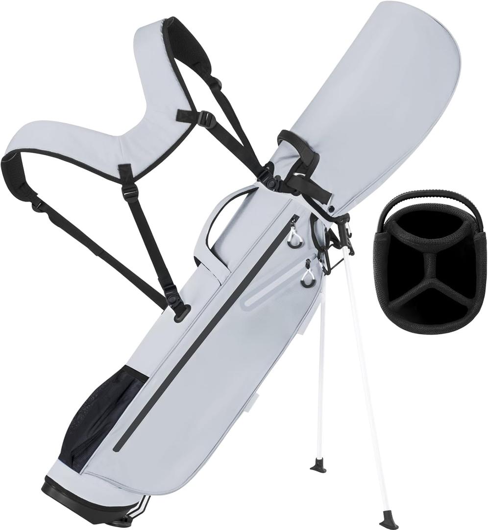 Lightweight Golf Stand Bag, 4-Way Full-Length Dividers, Holds Up to 10 Clubs, 3.7 lbs Golf Bag with Dual Straps & Stand for Driving Range, Par 3, and Standard Courses