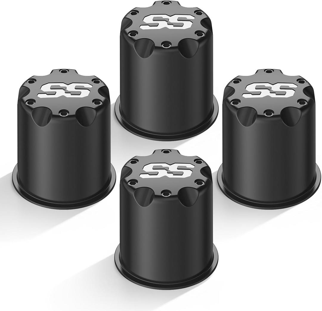 Golf Cart Black SS Center Cap Cover, Suitable for 2.65" Dia Bore Wheel Rim SS Chrome Plastic Center Caps for EZGO Golf Cart Wheel -4 Black Packs