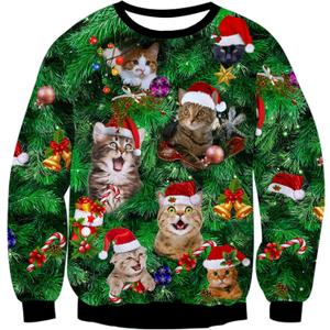 RAISEVERN Ugly Christmas Sweatshirts for Men Women Funny Pullover Sweaters for Xmas Holiday (M)