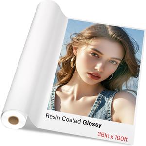 1 x Premium RC Glossy Photo Paper Roll 36 inch x 100 ft. 250 gsm. Inkjet print (New Upgrade, plastic film layer in the back, more durable more waterproof, no easy to get wrinkle) fast dry