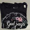 God Says I Am Floral Bible Verse Religious Christian Women T-Shirt 4X