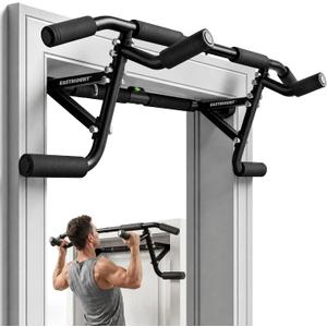 EAST MOUNT Doorway Pull Up Bar, Adjustable Height, Leave Installed, Full Range Pull-Ups, No Drill Home Gym Equipment, Multi-Grip Pull Up Bar, Holds up to 440 LBS