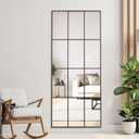Windowpane Mirror Full Length 65"x24" Wall Mounted Bronze Art Pane Mirror Farmhouse Decorative Floor Mirror Leaning Hanging Wall Mirror for Bedroom Living Room Entrance