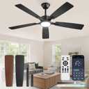 Fanbulous 52 Inch Ceiling Fans with Lights and Remote, Stepless Color Temperature Change & Dimmable 20W LED Ceiling Fan, 6 Speeds Reversible Quiet DC Motor for Bedroom, Living Room, Apartment, Black