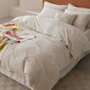 Double Stitch 100% Organic Cotton Duvet Cover - Soft 3 Piece Bedding Set Queen Size, 300 TC Luxury Hotel Sateen Weave, GOTS Certified Long Staple Cotton, Made in India, Warm Greige