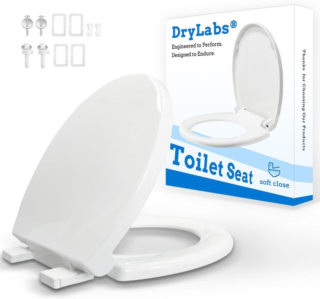 Round Toilet Seat 16.5" - Soft Close, Durable PP Toilet Lid, Easy Installation & Removal, Fits Most Toilet Bowl Seat (Round 16.5'')