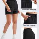 G4Free Athletic Shorts for Women Summer Casual Shorts with Pockets Comfy Soft Sweat Shorts High Waisted Shockcord Yoga Shorts Stretch(Black, XXL)