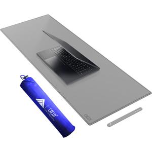 Cacoy 40" x 16" PU Leather Desk Pad Blotter, Extended Gaming Computer Mouse Pad, Waterproof Writing Pad Desktop Protector Mat for Office and Home (Grey)