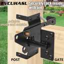 Self Locking Gate Latch, Heavy Duty Post Mount Automatic Gravity Gate Lock Door Latch, Gate Hardware for Secure Pool/Yard/Garden, Steel, Black Finish