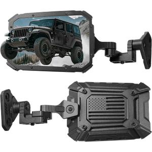 JOYTUTUS Wrangler Mirrors Doors Off or Doors On with Integrated Spot Light Mount Compatible with Wrangler TJ JK & Unlimited 1997-2018, Side Mirrors Wider View No Vibrate & Wobble