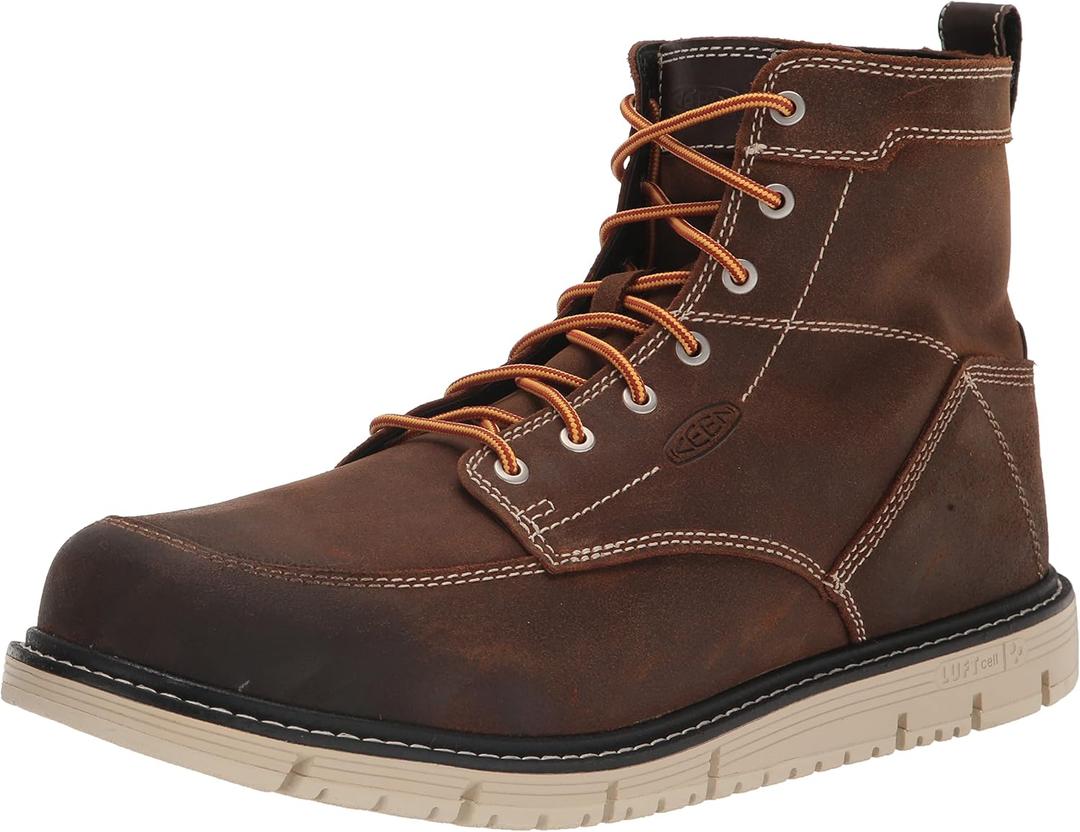KEEN Utility Men's San Jose 6" Soft Toe Wedge Work Boots (11.5, Coffee Bean/Star White)