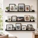 upsimples 35.5'' Long Floating Shelves for Wall Decor and Storage, Black, 35.5in