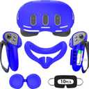 Silicone Cover Set for Meta Quest 3, Upgraded Design Full Protection for Quest 3, 4 in 1 VR Accessories Protective Cover for Oculus Quest 3, Ideal Present for Birthday and Christmas (Blue)