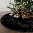 iMucci 36inch Christmas Tree Skirt Thick Wool Fur Black Tree Skirt Small Tree Skirts Black Trees Skirt Holiday Party Decoration
