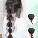 Long Braid Ponytail Extension with Hair Tie Straight Sleek Wrap Around Hair Extensions Braid PonyTail Fluffy Natural Soft Synthetic Hairpieces for Women Daily Wear, 18 inch (Cold brown)