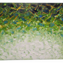 MLART99 Abstract Leaf Wall Art Modern Ginkgo Canvas Hand-drawn Painting 24x48 Green and White Large Artwork Minimalist Decoration for Living Room Bedroom Office Home