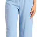 Allegra K Summer Two Piece Sets for Women Linen Crop Vest Wide Leg Pant Suits Dressy Casual Outfits (Blue, S)