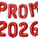 KALOR Red Prom 2026 Banner Balloons, 16 Inch Mylar Foil letter Graduation Balloons 2026 Grad Sign for Graduation Party Decorations, Red