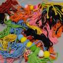 Syhood 3 Pcs Colorful Pom Pom Tassel Garland Boho Rainbow Felt Garlands Tassel Banner Each 50'' Birthday Baby Shower Classroom Boho Decoration for Nursery Wall Bedroom Home Decor(Rich Colors)