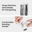 Cheese Grater with Handle, Rotary Cheese Grater,Vegetable, Chocolate, Hard Cheese & Nut Grater,White