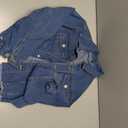Women's Jean Denim Jacket Classic Trucker Shacket Button Up Frayed Cropped Loose Coats, Small