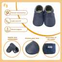 Mejale Baby Moccasins Boy Infant Shoe Toddler Leather Soft Sole Slipper Prewalker Light First Walking Crawling Blue Shoes,12-18 Months, L