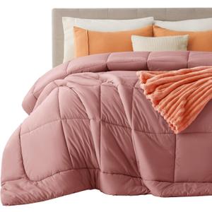 Bedsure Comforter Duvet Insert - Quilted Comforters Cal King Size, All Season Duvet, GentleSoft Down Alternative Bedding, with 8 Tabs, Gifts for Women/Men, Dusty Pink, California King 96 X 102 Inches
