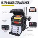 PLUSINNO Fishing Backpack with Rod Holders Tackle Box, 42L Large Water-resistant Fishing Tackle Bag Store Fishing Gear (Black Camouflage.)