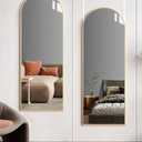 57"x17" Gold Arched Full Length Mirror - Shatter-Proof Glass & Aluminum Frame, Over Door or Wall Mounted for Bedroom, Bathroom, Living Room Decor
