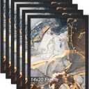 Engineered Wood 14x20 Picture Frame Set of 6, Black Frame for 14 x 20 Inch Picture Poster Photo, Light Weight 14 by 20 Frame with Wood-grain for Wall - 6 Pack/Black/14 x20