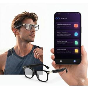 AI Smart Glasses Translation with Photochromic Lenses, Real-Time Language Support, Open-Ear Audio Glasses for Music & Calls, Hands-Free BT Smart Eyewear for Travel, Work & Sports Sunglasses