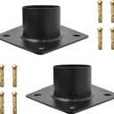 3 Inch Pier Mount Base - Heavy Duty Metal Post Light Adapter - Outdoor Bracket for Lights, Mailboxes, Light Poles & Flagpoles 2-Pack Black