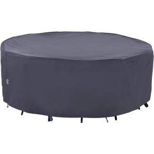 F&J Outdoors Outdoor Patio Furniture Covers, Waterproof UV Resistant Anti-Fading Cover for Large Round Table Chairs Set, Grey, 96" Dia x 27.5" H