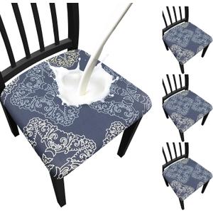 Waterproof Dining Chair Seat Covers Set of 4, Stretch Removable Dining Room Seat Covers for Dining Chairs, Kitchen, Hotel, Party